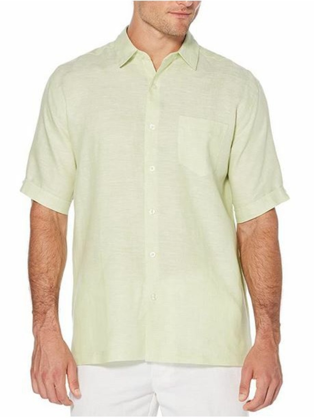 NEW Cubavera Button 100% Linen Shirt Sage Green Short Sleeve Mens LARGE